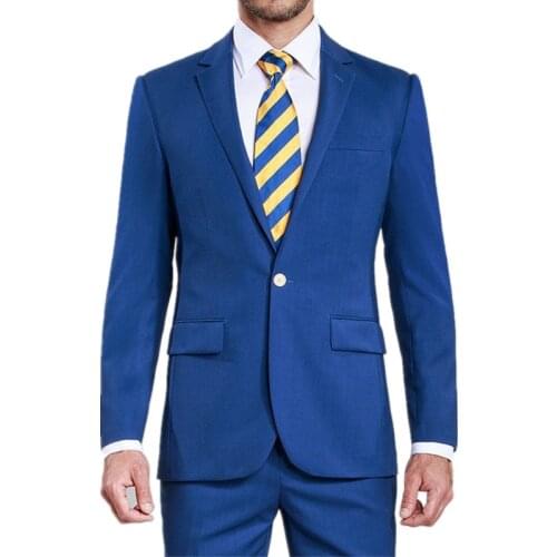 Custom Made Two Piece Mens Formal Suits Slim Party Dress For Male Middle Split Back Wedding Tuxedos For Bridegroom (Jacket+Pant)