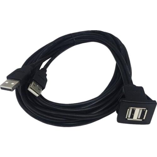 Portable USB2.0 Flush Mount Cable 1M Double/Single USB Port Extension Flush Dashboard Panel Mount Cable for Car Boat Motorcycle
