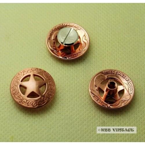 KB201) Wholesale 50pc 3/4'' Metal Concho Western Texas Star Concho Leathercraft Copper