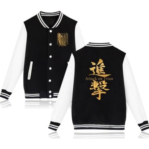Attack on titan Baseball Jackets For Men Women Hip Hop Hoodie Baseball Uniform Jacket Japan shingeki no kyojin Cosplay Costume