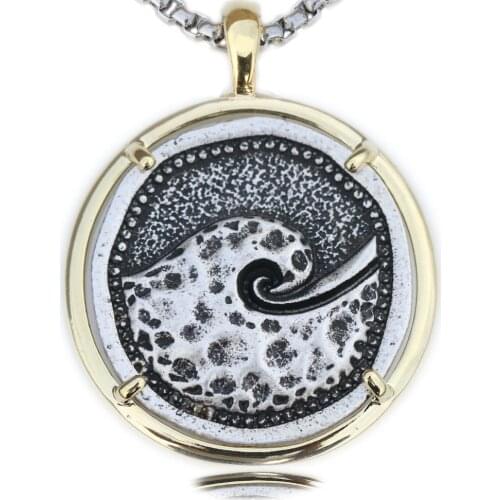 Mens Sea Wave Necklace Danity EveryDay Wear Metal Beach Surf Pendant Ocean Memorial Gift Wave Jewelry A280