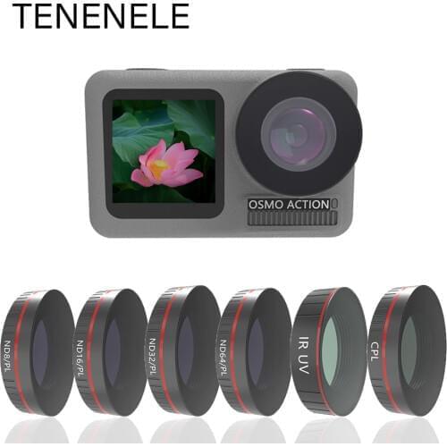 TENENELE For OSMO ACTION Camera Filter UV CPL ND1000 ND4/8/16/32-PL Filters Set For DJI Osmo Action Optical Glass Lens Accessory