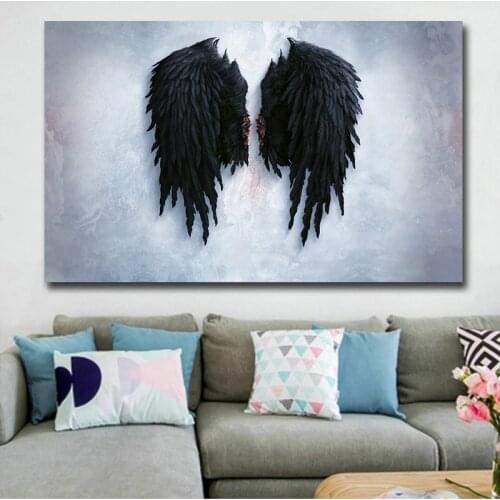 Black Angel Wings Canvas Painting Large Size Wall Picture Art Work Home Decoration Wall Poster Print Cuadros Decoracion