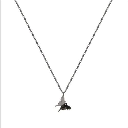 Trendy Silver 925 Necklace For Women Jewelry Charm Black Butterfly Pendant Necklace Female Clavicle Accessories Lady Choker Gift
