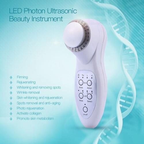 Skin Rejuvenation Led Photon Light Therapy Acne Removal Skin Tightening Anti-aging Face Lift Ultrasonic Facial Massage Device