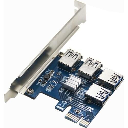 PCI-E 1 to 4 express 1X slots Riser Card PCI-E to USB 3.0 External Card PCI-E Multiplier Card Mining Accessory for BTC LTC