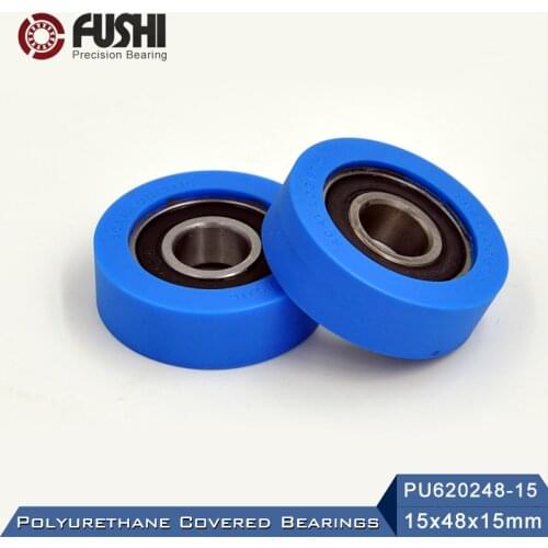 PU 6202 Polyurethane Covered Bearing 15*48*15 mm ( 2 Pcs ) Shaft 15mm PU620248-15 Urethane Cover PU6202 Bearings