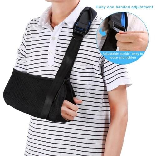 Adjustable Universal Arm Sling Soft Padded Shoulder Strap Support For Woman Man Unisex Arm Sling Support Braces Breathable Black