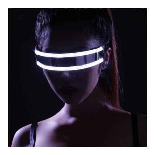 White/ Blue/ Red/ Green/ Yellow Bright LED Glasses Stage ABS Costume Decoration LED Glasses Laser Stage Party Bar Pub Supplies