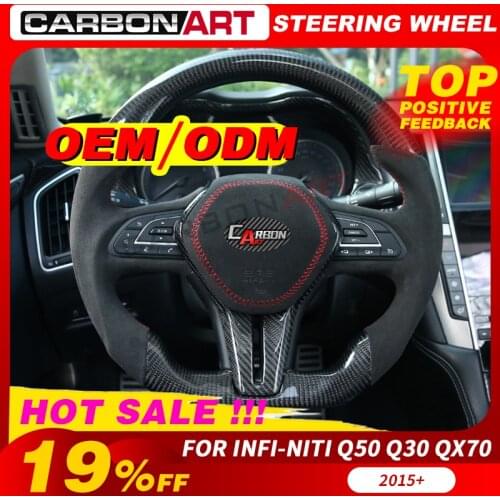 Carbon Fiber Glossy Black Universal Steering Wheel Replacement Suitable For Infi-niti QX70 QX50 Q50 G37 carbon steering wheel