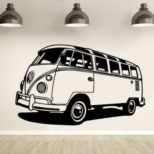Travel Camper Van Vinyl Wall Sticker Travel Bus Style Wall Decal Removable Camper Tribute Wall Art Poster Auto Car Murals AZ305