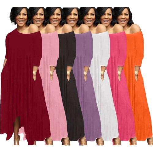 Somoshein S-2XL Women Summer Clothing 2021 Fashion Casual Solid Color Irregular Long Dress Wholesale Dropshopping
