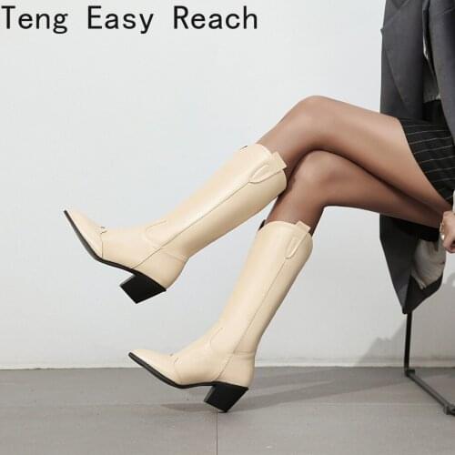 Chunky Knee High Boots Autumn Women Boots Platform Thick High Heel Knee High Boots 2021 Fashion Long Boots Ladies Shoes