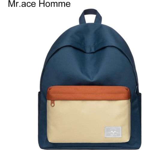 Mah Brand Blue 14inch Laptop Backpack Women Fashion School Backpack For Girl New College Travel Bag Boy Waterproof Bagback Men