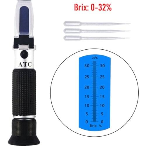 0-32% Brix Refractometer with ATC Calibration Refratometro Sugar Tester for Fruit Vegetables Juice