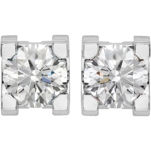 18K Au750 White Gold Stud Earrings Women Wedding Anniversary Engagement Party Round Moissanite Diamond Elegant Trendy Romantic