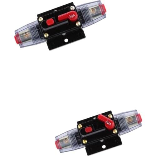 2 Piece 30A 50A 12V 24V Inline Circuit Breaker Manual Reset Switch Car Audio Fuse