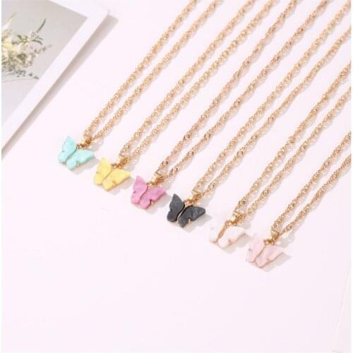 50Pcs/lot Butterfly Pendant Necklace for Women Cocktail Party Statement Necklace Street Style Fashion Necklace Jewelry Gifts