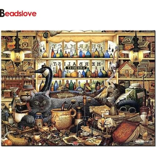 Black cats diamond painting 3 d handmade full round diamond embroidery,5 d cross stitch sets,mosaic diamond animals art