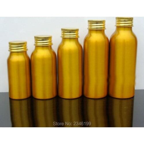 30ml 50ml 60ml 80ml 100ml Gold High Grade Aluminum Essencial Bottles Cosmetic Liquid Aluminum Refillable Containers,25pcs/lot