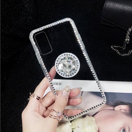Diamond Holder Phone Case For Samsung Galaxy S20 FE S21 Ultra S10 Plus S8 S9 Stand Ring Holder Case For Samsung Note 20 10 Plus