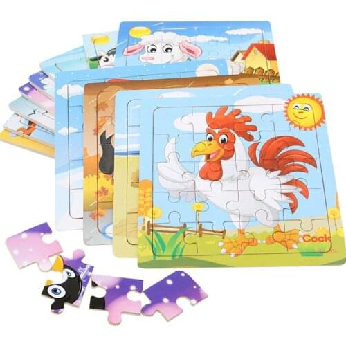 20 Slice Kids Puzzle Toy Children Gift Animals and Vehicle Wooden Puzzles Jigsaw Baby Educational Learning Toys J0521