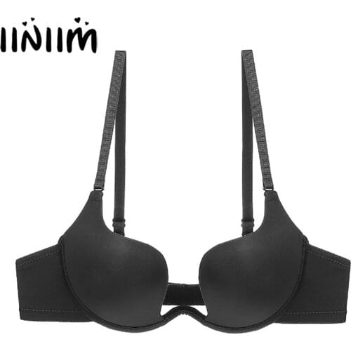 Women Bikini Bra Solid Color Push Up Padded Bra Tops Home Underwear Adjustable Shoulder Straps Hook-and-Eye Closure Brassiere