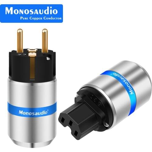 E106G/F106G 24K Gold plated Pure Copper Schuko Power Plug Connector +IEC Female Connector Plug HIFI AC Power Plug