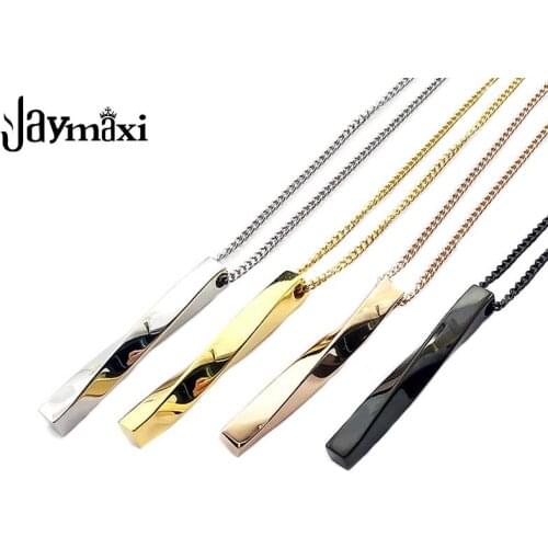 Jaymaxi Twisted Stainless Steel Pendant Necklace 40x5mm Rectangle European Statement Women Mens Jewelry Gift 10PCS/lot