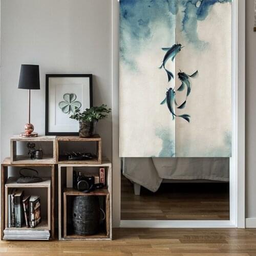 Chinese Koi Door Curtain Carp Feng Shui Curtain Cloth Curtain Bedroom Shade Curtain Partition Curtain Japanese Curtain Noren