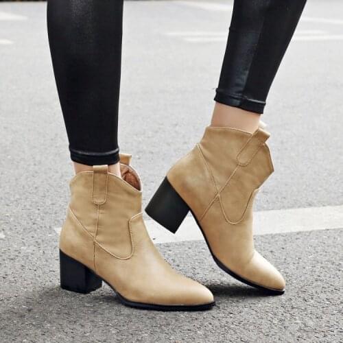 Big Size European and American wind-tipped short barrel middle heel jacket for Martin boots