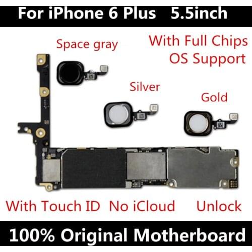 Unlocked Clean iCloud 16GB 64GB 128GB for iphone 6 Plus 5.5 inch Motherboard With/NO Touch ID LogicBoard Support iOS Update 4.9