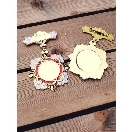 Medal Insignia of Ears of wheat, clouds, Angel Wings, crowns