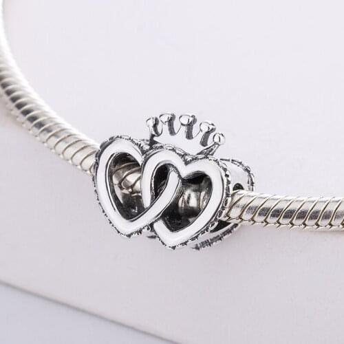 Fashion Accessories 925 Sterling Silver Heart Crown Pendant Beads Charms Bracelet DIY Jewelry Making For Pandora