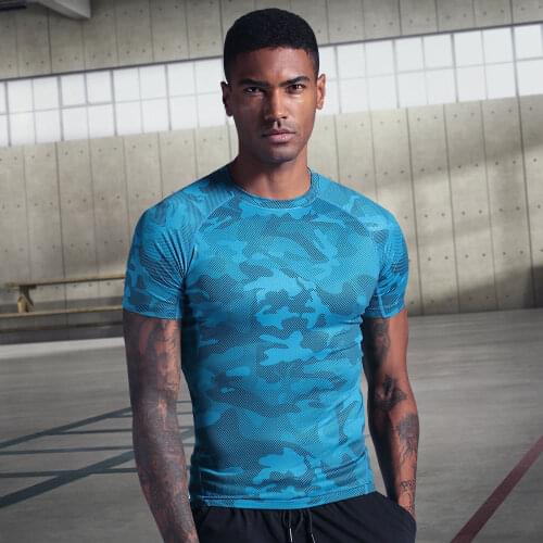 Mens running t-shirts, quick-drying compression sports t-shirts, fitness gym running shirts, mens soccer t-shirts