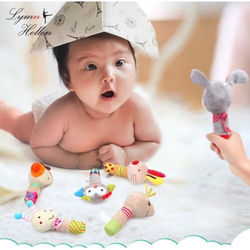 Baby Soft Hand Grasping Stick Rattles Toy Kids Comfort Plush Stuffed Animal Early Learning Intelligent Development Toy Gifts