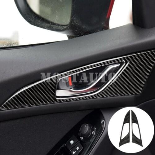For Mazda 3 Carbon Fiber Inner Front Car Door Handle Frame Trim Cover 2014-2018 2pcs Car Accessories Interior Car Decor Car Trim