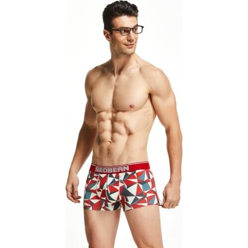 New Mens boxer underwear Cotton Underwear U Convex Pouch Serging Big Gradient Belt Breathable Boxers