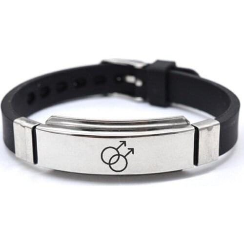 Pansexual New Stainless Steel LGBT Gay Pride Silicon Bracelet Friendship Bracelets Boy Symbol Pride Jewelry