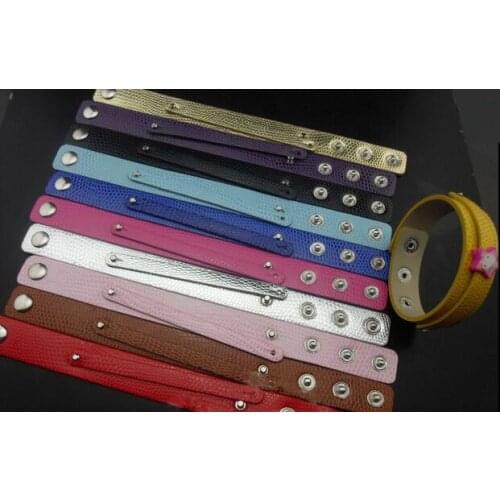 Wholesale 50pcs 18mm wide / 21cm length Mix Colors PU Leather Wristband Bracelet With 8MM Slide Bar