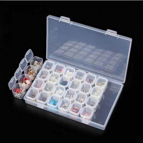 28 Grid Diamond Painting Box Embroidery Accessories Box Cross Stitch Cases Jewelry Organizer Nail Rhines Storage Pill Box