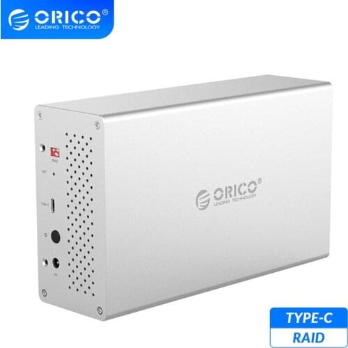 ORICO WS Series 3.5'' 2 Bay Type C With Raid HDD Docking Station Support 20TB Aluminum 5Gbps HDD Enclosure 12V Power HDD Case