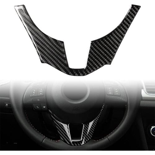 Carbon Fiber ABS Car Interior Steering Wheel Trim Cover Fit For Mazda 3 Axela 2014-2016