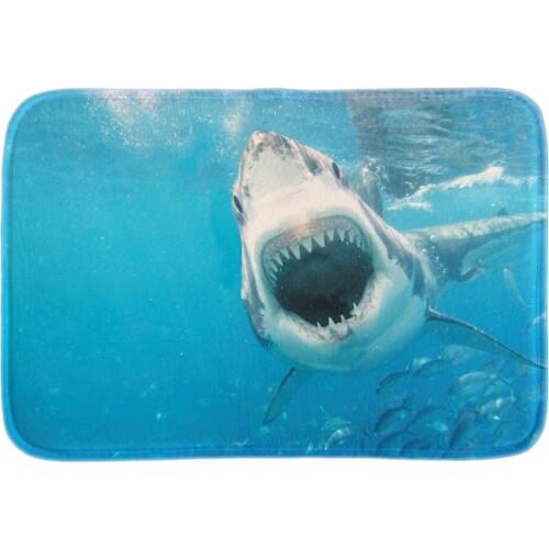 Underwater Scenery Doormats White Shark Decor Door Mats Soft Lightness Indoor Outdoor Mats Mats For Couples Short Plush Fabric