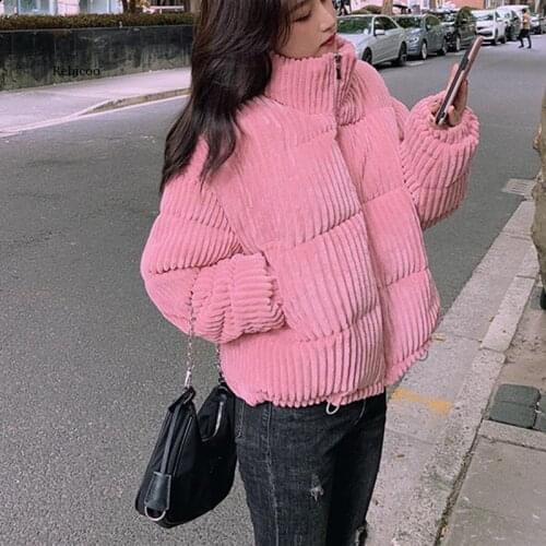 Casual Down Parka Jacket Women Coat Winter Female Short Coat Corduroy Warm Outerwear Warm Woman Clothing Casual Jacket