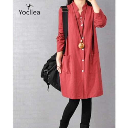 Casual women Shirt Dress Office Lady Loose Plus size Slim Vingtage Blouse Tops Dresses female Fashion Long Sleeve Dress Vestidos