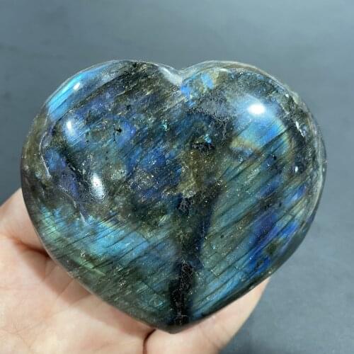 Natural Labradorite Heart Moonstone Positive Energy Reiki Gems Crystal Heart Healing Home Decoration Gift