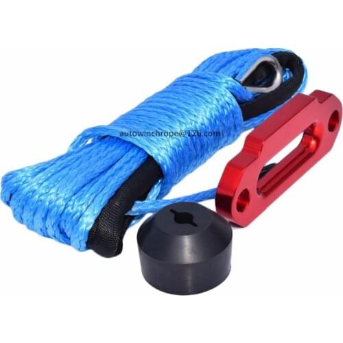 6mm*15m Blue Winch Rope add Hawse Fairlead add Winch Hook Stopper,Synthetic Rope,Kevlar Winch Cable