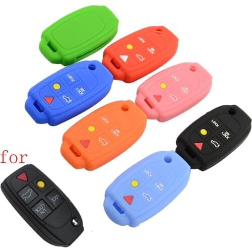OkeyTech 5 Buttons Silicone Replacement Car Key Case For Volvo XC90 S80 Smart Key Cover Shell Holder Protector Auto Accessories