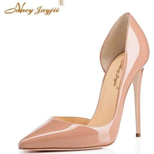 Classic Nude Spring Autumn Women Patent Leather Pumps High-heeled Shoes Thin High Heel Casual Shoes Korean Pointed Stiletto
